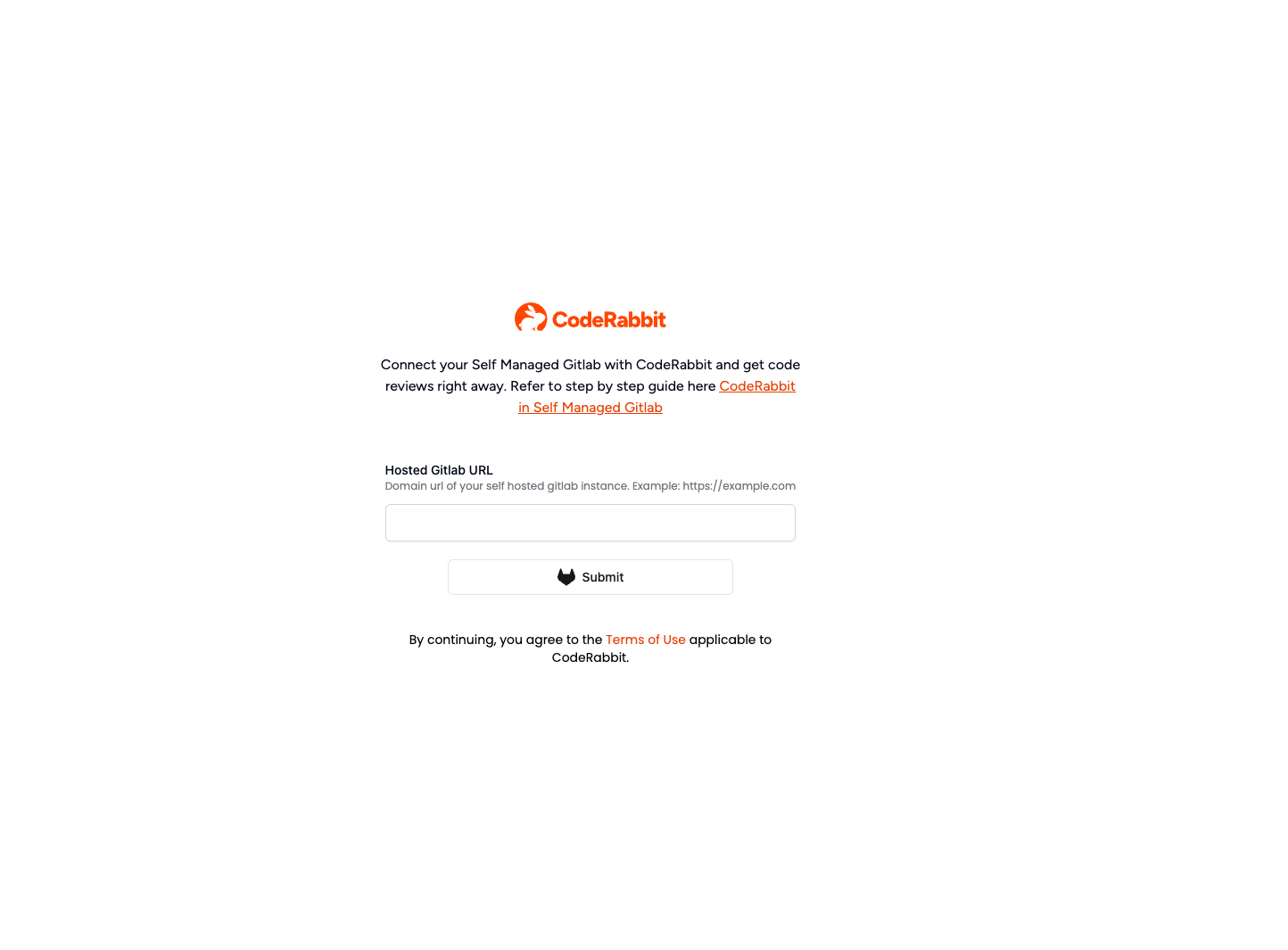 Self-hosted Gitlab enterprise connection page for CodeRabbit